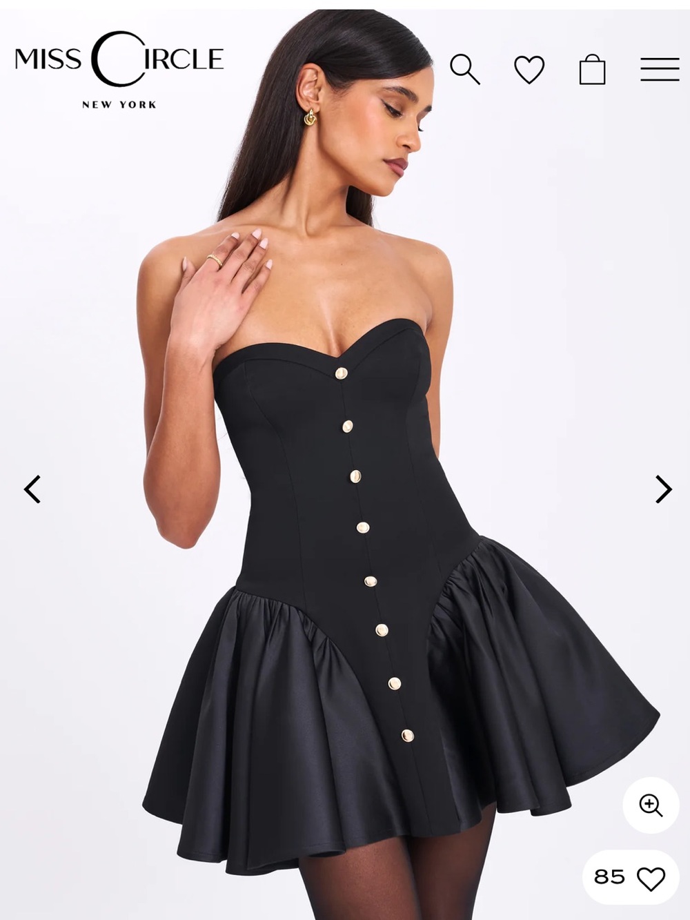 Miss Circle Kaden Black Strapless Puffy Mini Dress MEDIUM